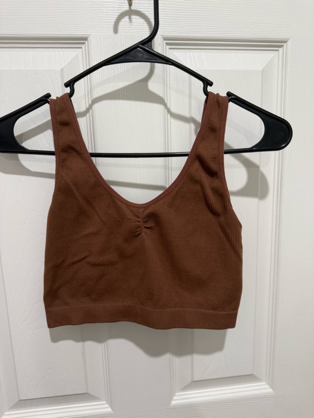 PacSun Brown Ribbed Scoop Neck Crop Tank